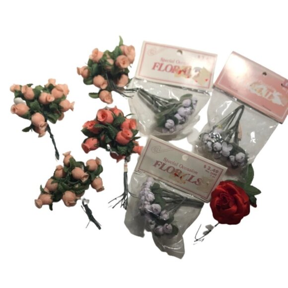🛒 $9 Mini Craft Roses Flowers Weddings Showers - Peach White #2558 - Picture 1 of 4
